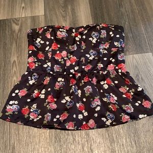 American Eagle strapless floral peplum top